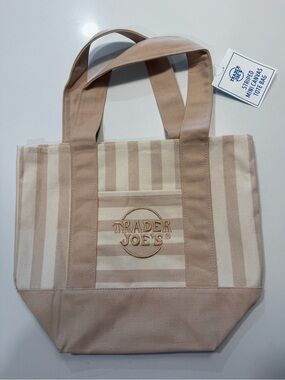 Trader Joe’s Mini Canvas Stripe Tote Bag in Beige